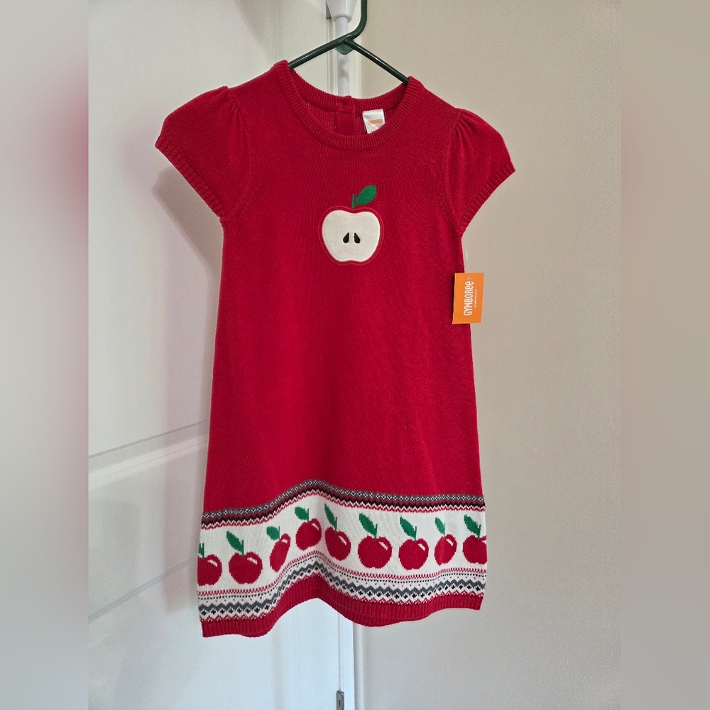 Red Apple-Themed Kids Dress